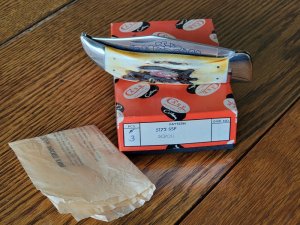Case Hand Made XX USA 3 Dot (1977) Stag 5172 SSP Blue Scroll Clasp Knife With Correct  Pumpkin Box