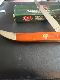 2008 Case XX USA 720098 SS Beautiful Large Chestnut Wood Handle With Navy Sheild And Two Blades NIB