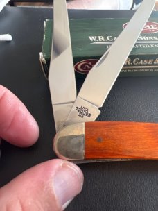 2008 Case XX USA 720098 SS Beautiful Large Chestnut Wood Handle With Navy Sheild And Two Blades NIB