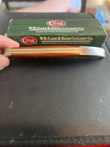2008 Case XX USA 720098 SS Beautiful Large Chestnut Wood Handle With Navy Sheild And Two Blades NIB
