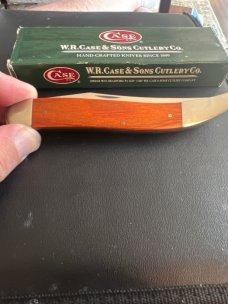 2008 Case XX USA 720098 SS Beautiful Large Chestnut Wood Handle With Navy Sheild And Two Blades NIB