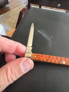1940/52 Case XX Stainless 6296X Red Bone Handle Citrus/Melon Tester With Two Stainless Steel Blades