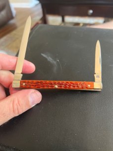 1940/52 Case XX Stainless 6296X Red Bone Handle Citrus/Melon Tester With Two Stainless Steel Blades
