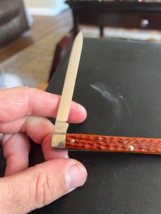 1940/52 Case XX Stainless 6296X Red Bone Handle Citrus/Melon Tester With Two Stainless Steel Blades
