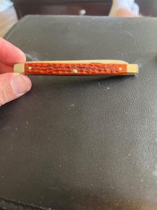 1940/52 Case XX Stainless 6296X Red Bone Handle Citrus/Melon Tester With Two Stainless Steel Blades