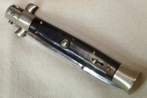 Vintage 1950s ROMANELLI Horn Scales Picklock Italian Stiletto Switch Blade 8 3/4 "