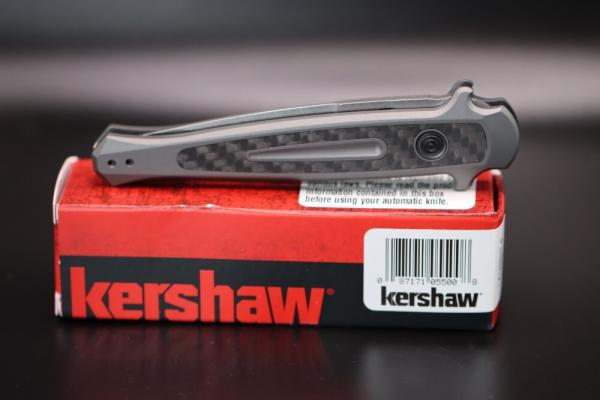 Kershaw Launch 8 Stiletto Automatic Knife Gray/CF (3.5" Stonewash) 7150