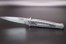 Kershaw Launch 8 Stiletto Automatic Knife Gray/CF (3.5" Stonewash) 7150
