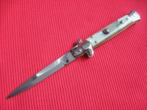 New ITALY INOX 9" BLONDE HORN Bayonet BLADE ITALIAN STILETTO Knife