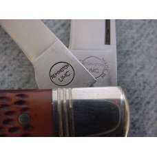 Vintage REMINGTON BULLET, R1273 Large, 2 Blade, "Banana" Trapper Pattern, Etched and Mint-in-the Box