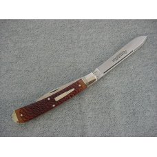 Vintage REMINGTON BULLET, R1273 Large, 2 Blade, "Banana" Trapper Pattern, Etched and Mint-in-the Box