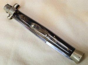HUGE Vintage 1950s ROSCO Horn Scales Picklock Italian Stiletto Switch Blade 13"