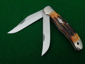RARE, RARE, RARE Original c. 1920's-30's KA-BAR DOGSHEAD 2 Blade Folding Hunter STAG MINT ! 