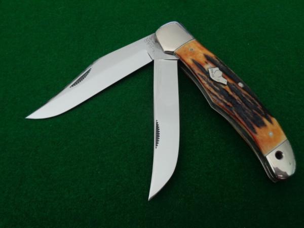 RARE, RARE, RARE Original c. 1920's-30's KA-BAR DOGSHEAD 2 Blade Folding Hunter STAG MINT ! 