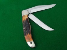 RARE, RARE, RARE Original c. 1920's-30's KA-BAR DOGSHEAD 2 Blade Folding Hunter STAG MINT ! 