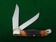 RARE, RARE, RARE Original c. 1920's-30's KA-BAR DOGSHEAD 2 Blade Folding Hunter STAG MINT ! 