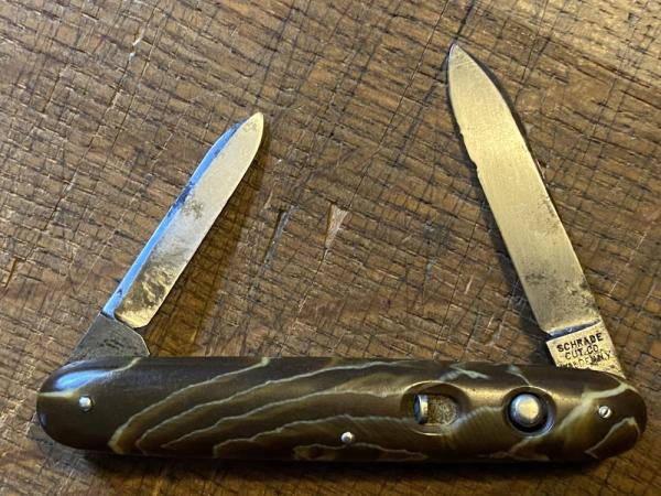 SCHRADE CUT CO 3 3/8 swirl handle double switchblade quite full blades fast ship w/tracking SCHRADE CUT CO 3 3/8 swirl handle double switchblade quite full blades fast ship w/tracking