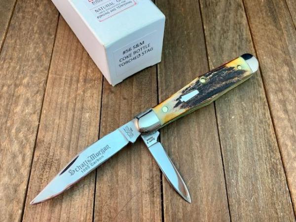 Schatt and Morgan 56 Coke Bottle Torched Stag  1095 Carbon Steel Blades 1 of Only 40 Made 