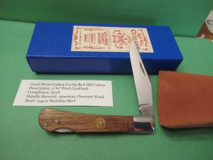 Canal Street Cutlery Co-Op/ Red Hill Cutlery American Chestnut Wood Pinch Lock back 