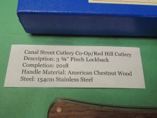 Canal Street Cutlery Co-Op/ Red Hill Cutlery American Chestnut Wood Pinch Lock back Canal Street Cutlery Co-Op/ Red Hill Cutlery American Chestnut Wood Pinch Lock back