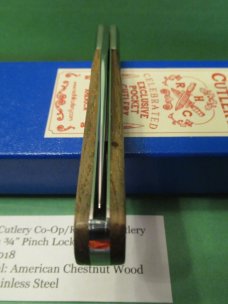 Canal Street Cutlery Co-Op/ Red Hill Cutlery American Chestnut Wood Pinch Lock back Canal Street Cutlery Co-Op/ Red Hill Cutlery American Chestnut Wood Pinch Lock back