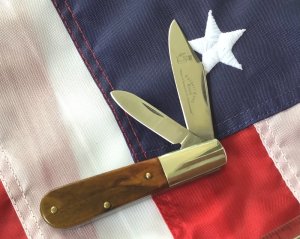 Orig Colonel Coon 2 Blade Barlow w/ Bone Handles & colonel coon blade etch