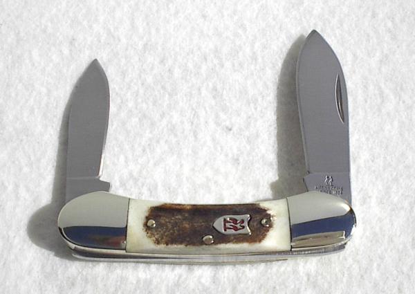 KISSING CRANE STAG CANOE FOLDING POCKET KNIFE KISSING CRANE STAG CANOE FOLDING POCKET KNIFE