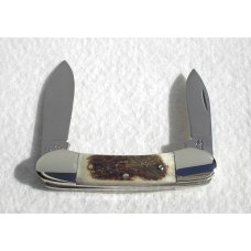 KISSING CRANE STAG CANOE FOLDING POCKET KNIFE KISSING CRANE STAG CANOE FOLDING POCKET KNIFE