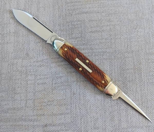GECS 352216 The Drover...Blade Forum's #35 Double End Harness Jack..Burnt Orange Worm Groove Bone.NI