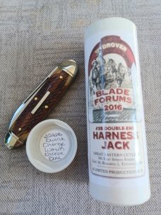 GECS 352216 The Drover...Blade Forum's #35 Double End Harness Jack..Burnt Orange Worm Groove Bone.NI