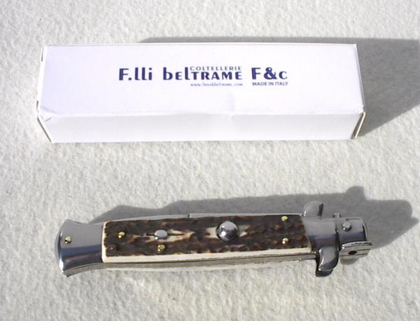 NEW F.LLi BELTRAME COLTELLERIE 9" GENUINE STAG ITALIAN STILETTO -  WITH BOX