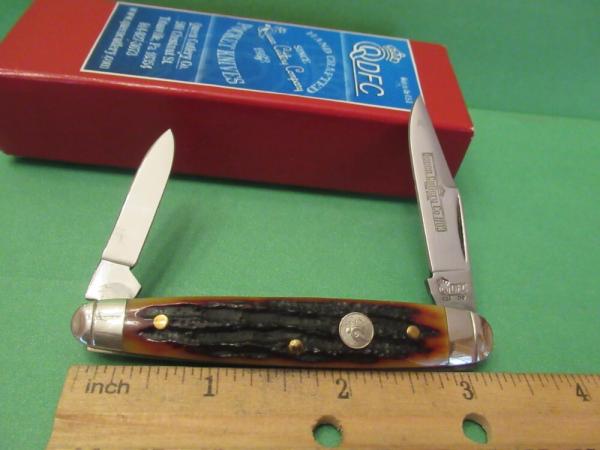 Queen Cutlery Titusville PA. Amber Stag Bone Sleeveboard Pen Pattern # 03 
