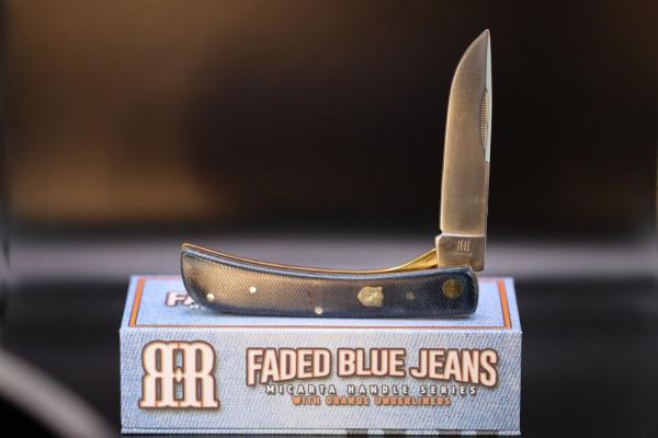 ROUGH RYDER FADED BLUE JEANS MICARTA WORK KNIFE RR2347 ROUGH RYDER FADED BLUE JEANS MICARTA WORK KNIFE RR2347
