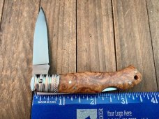 A.G. Russell Seki Japan Made Lockback Quince Burlwood ATS-34 Stainless Early 2000’s 