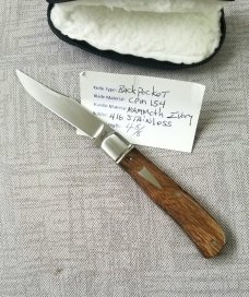 Bobby Toole Custom Mammoth Ivory Backpocket Knife, New, CPM-154 ,4 5/8" ,Steel Bolsters..shield Bobby Toole Custom Mammoth Ivory Backpocket Knife, New, CPM-154 ,4 5/8" ,Steel Bolsters..shield