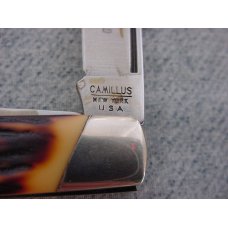 RARE CAMILLUS, NEW YORK, U.S.A., Large Locking, Staglon, Slant Bolsters, Etched Stockman's Knife MIB RARE CAMILLUS, NEW YORK, U.S.A., Large Locking, Staglon, Slant Bolsters, Etched Stockman's Knife MIB