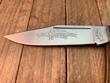 A.G. Russell Mountain Man Lockback 2001 Texas Ranger Commemorative Brown Jigged Bone 154-CM Blade