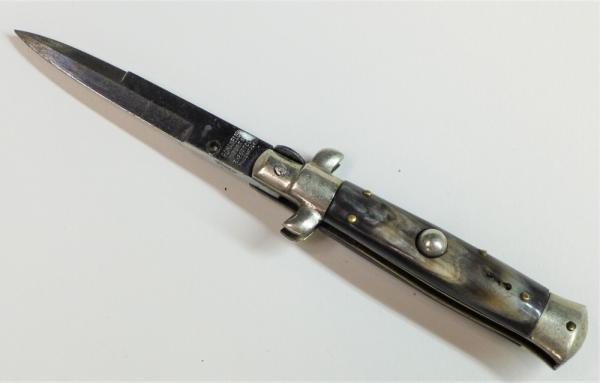 Vintage 1950s Small ROMANELLI Horn Scales Picklock Italian Stiletto Switch Blade 5 3/8 " Vintage 1950s Small ROMANELLI Horn Scales Picklock Italian Stiletto Switch Blade 5 3/8 "