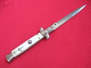 New ITALY INOX 9" BLONDE HORN Bayonet BLADE ITALIAN STILETTO Knife