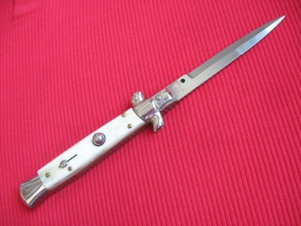 New ITALY INOX 9" BLONDE HORN Bayonet BLADE ITALIAN STILETTO Knife New ITALY INOX 9" BLONDE HORN Bayonet BLADE ITALIAN STILETTO Knife