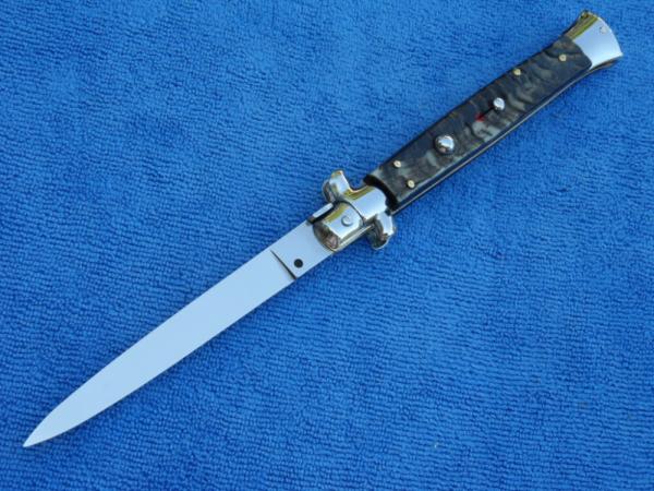 11" Renzo Beltrame Rams Horn Flat Blade Italian Stiletto Knife 11" Renzo Beltrame Rams Horn Flat Blade Italian Stiletto Knife