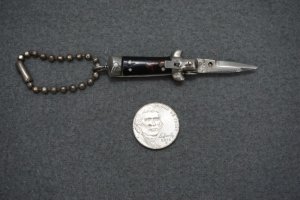 + Vintage RARE MINI LEVERLOCK AUTOMATIC STAINLESS STEEL Keychain Switchblade - Just 1 5/8" Closed! +