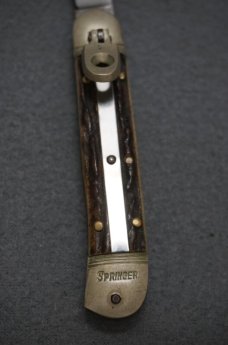 + VTG SCARCE HUBERTUS SOLINGEN ROSTFREI BUCKHORN MEDIUM 'SPRINGER' LEVERLOCK AUTOMATIC KNIFE +
