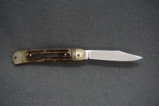 + VTG SCARCE HUBERTUS SOLINGEN ROSTFREI BUCKHORN MEDIUM 'SPRINGER' LEVERLOCK AUTOMATIC KNIFE +
