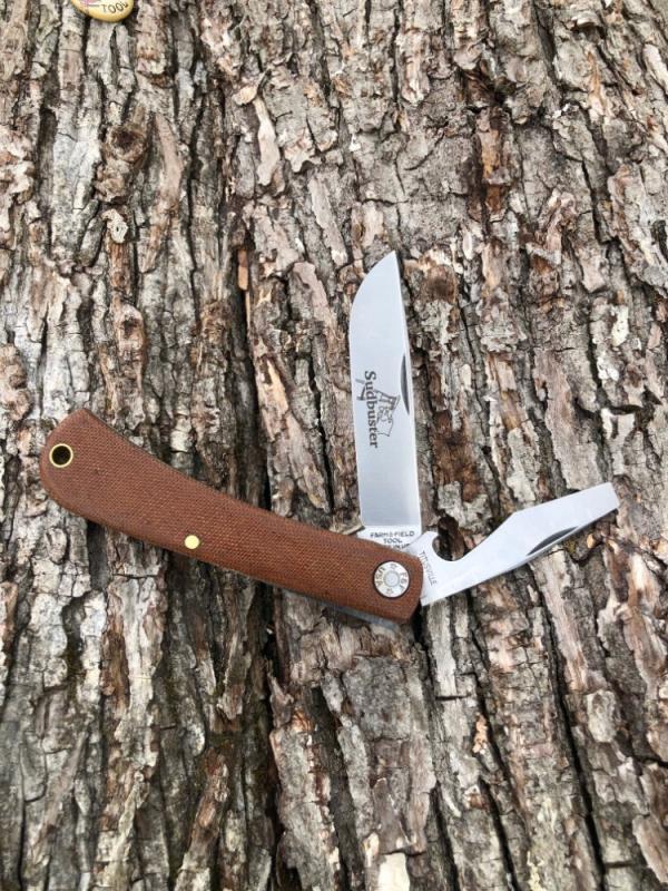 GEC FARM & FIELD 715222 NATURAL CANVAS MICARTA SOD BUSTER1095 CARBON KNIFE 