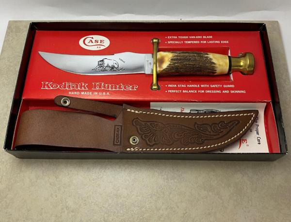 Case XX USA Stag Kodiak Hunter Fixed Blade Sheath Knife in Box Pre-1979. Case XX USA Stag Kodiak Hunter Fixed Blade Sheath Knife in Box Pre-1979.