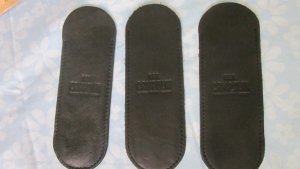 3 ITALIAN BLACK LEATHER AGA CAMPOLIN ITALY EMBOSSED SWITCHBLADE KNIFE POUCHES