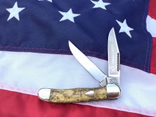 Bulldog Brand 2 Blade Copperhead Knife w/ Gold Dust Handles +Heart Shield & Rabbit Hound Blade Etch Bulldog Brand 2 Blade Copperhead Knife w/ Gold Dust Handles +Heart Shield & Rabbit Hound Blade Etch