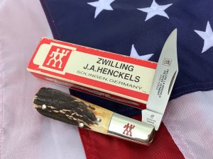 Zwilling  J A Henckels 1 Blade "Hand Forged" Barlow (HK-14-S) with Premium Stag Handles -NOS