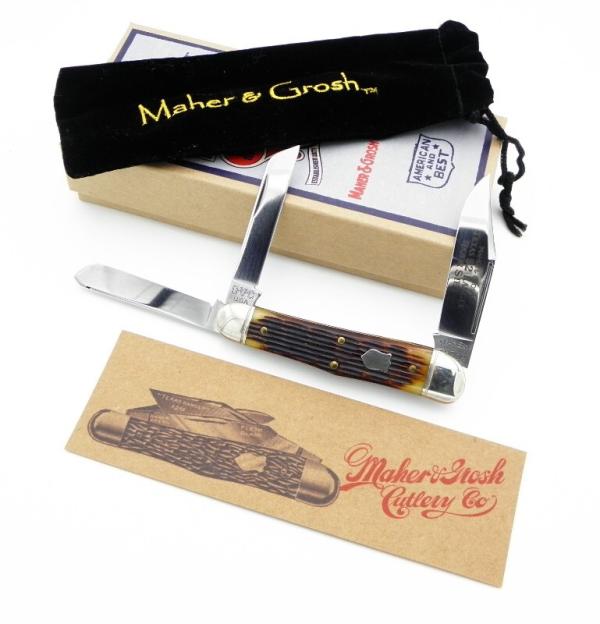 Maher & Grosh #335 Texas Ranger Whittler by Great Eastern; 3 5/8” closed, jigged bone handles